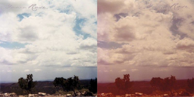 Before-and-after restoration of an Estes Park photograph