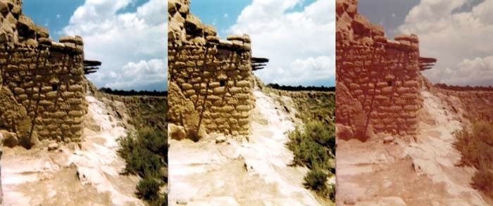 Before-and-after restoration of a New Mexico photograph