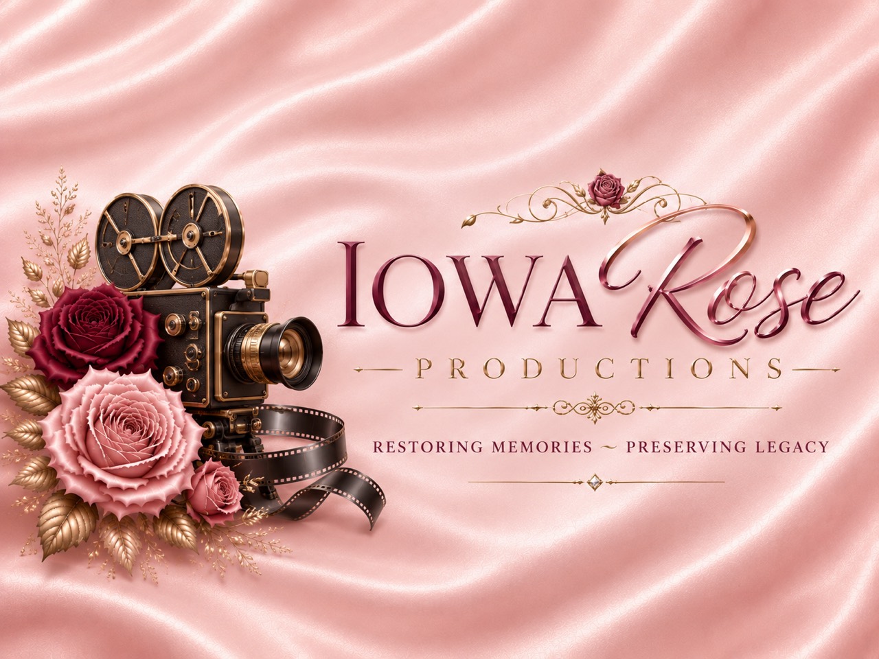 Iowa Rose Productions logo and Verona Rose brand concept banner